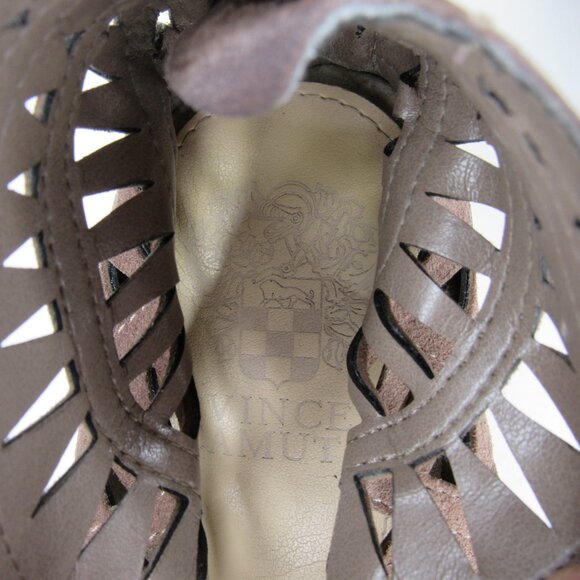 Vince Camuto Tan Suede Leather TARITA Sandal Cut Out Stacked Heel Women's 5.5 - Picture 7 of 10